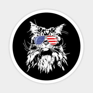 Funny Proud Maine Coon American Flag Sunglasses Gift Big Cat Magnet